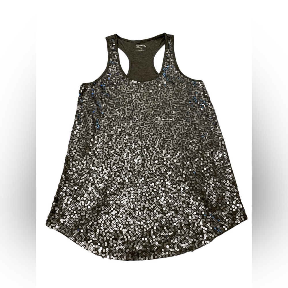 Express Sequin Racerback Tank. Gray. NWT. X-Small.